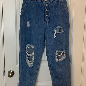 Distressed Paperbag Jeans